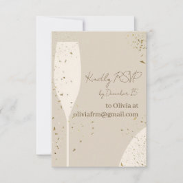 Minimalist RSVP Card | Beige & Ivory Champagne New Dankeskarte