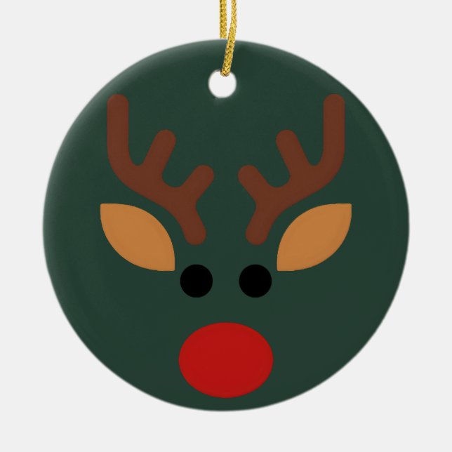 Minimalist Rudolph Reindeer Keramik Ornament (Vorne)