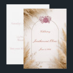 Minimalist Rustic Invite with Blush Accent Einladung<br><div class="desc">This boho pampas grass wedding invitation features soft neutral tones with delicate pampas grass illustrations and a modern arch design. The warm beige background paired with subtle blush pink accents creates a romantic and elegant aesthetic perfect for timeless weddings. Designed with a clean and minimalist layout, this invitation is ideal...</div>