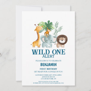 Minimalist Safari Wild One Geburtstag Einladung