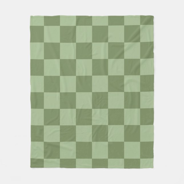 Minimalist Sage Green Checkerboard Pattern Fleecedecke (Vorderseite)