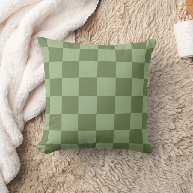 Minimalist Sage Green Checkerboard Pattern Kissen (Decke)