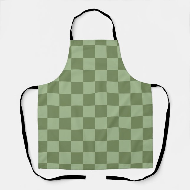 Minimalist Sage Green Checkerboard Pattern Schürze (Vorderseite)
