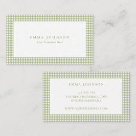 Minimalist Sage Green Gingham Plaid Visitenkarte