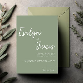 Minimalist Sage Green Modern Unique Wedding  Einladung