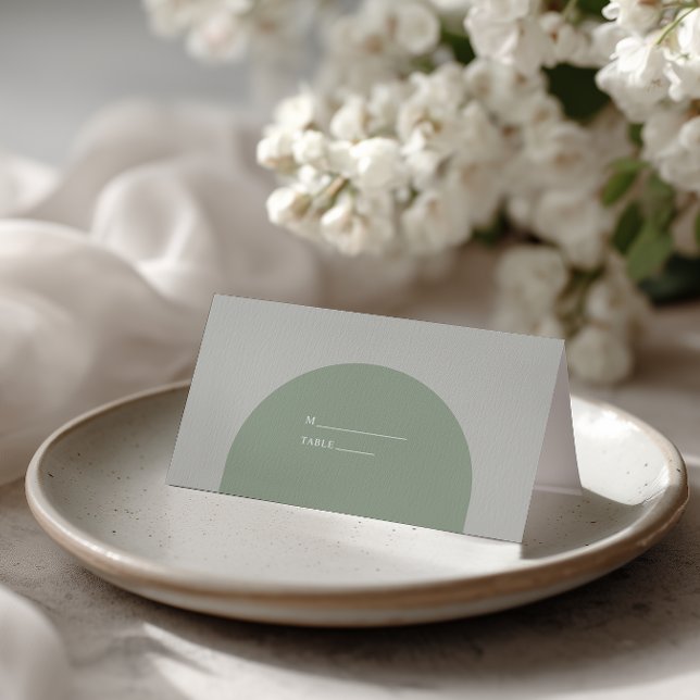 Minimalist Sage Green Rustic Boho Arch Wedding Platzkarte (Von Creator hochgeladen)