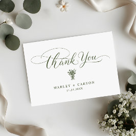 Minimalist Sage Green Script Simple Wedding Dankeskarte