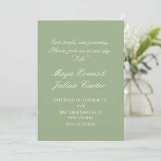  Minimalist Sage Green & Warm White Wedding  Einladung