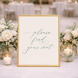 Minimalist Sage Green Wedding Seating Sign Poster