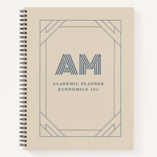Minimalist Sand-Beige-Küsten-Monogramm Notizbuch