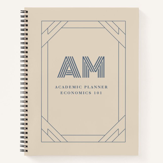 Minimalist Sand-Beige-Küsten-Monogramm Notizbuch (Vorderseite)