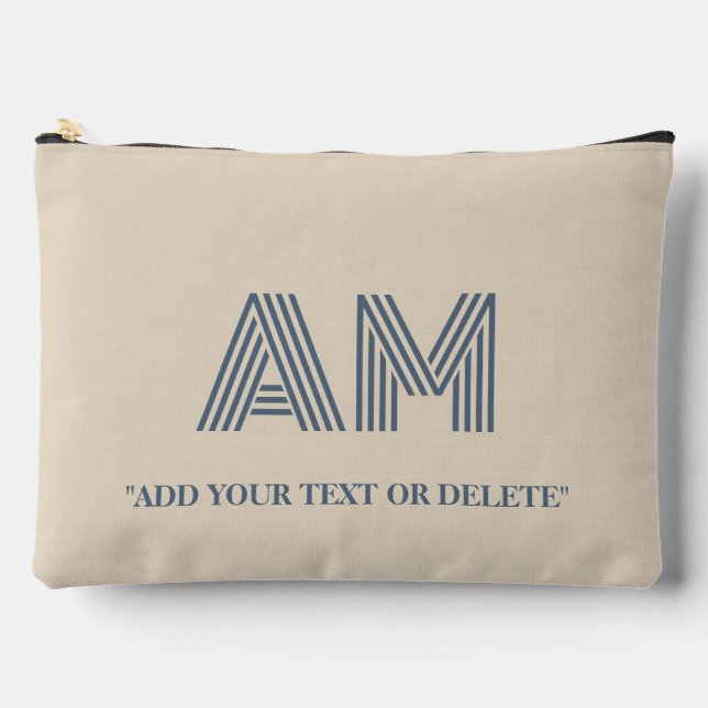 Minimalist Sand-Beige-Monogramm Zubehörtasche (Vorderseite)