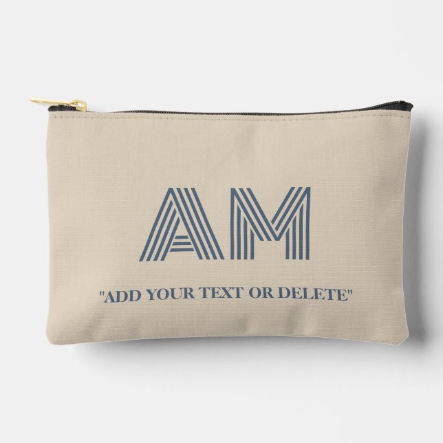 Minimalist Sand-Beige-Monogramm Zubehörtasche (Vorderseite)