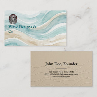 Minimalist Sand & Wave Business Card Design Visitenkarte