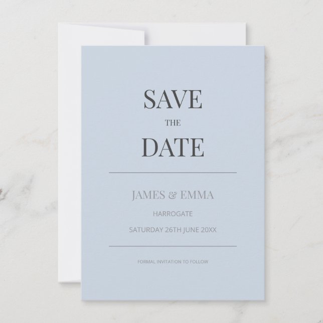 Minimalist Save the Date Card | Dusky Blue (Vorderseite)