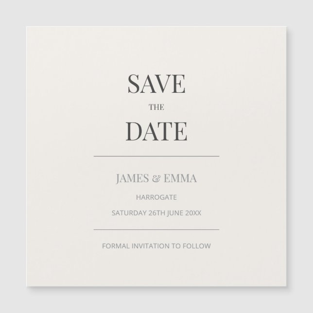 Minimalist Save the Date Card | Warm Ivory Magnetkarte (Vorderseite)