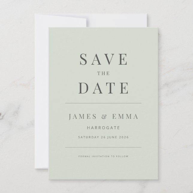 Minimalist Save the Date  | Pale Sage (Vorderseite)