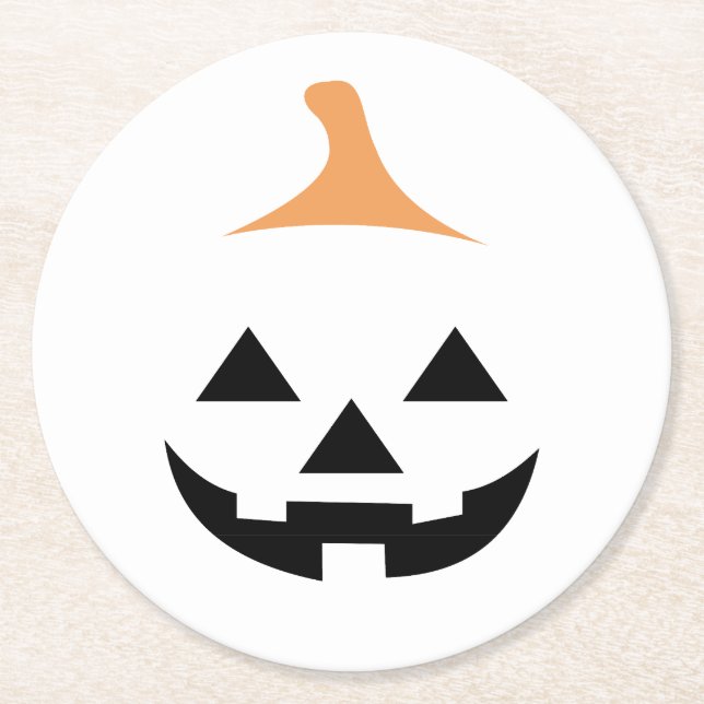 Minimalist Scary Pumpkin Runder Pappuntersetzer (Vorderseite)
