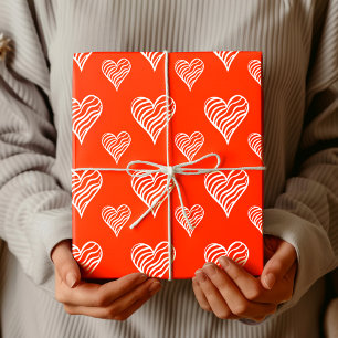 Minimalist scharlachrote chic gewellte gestreifte geschenkpapier