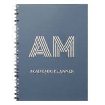 Minimalist Schieferblau und Sand-Beige-Monogramm