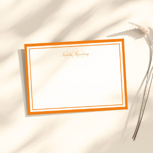 Minimalist Schrift Orange Zwei Rand Monogramm Mitteilungskarte