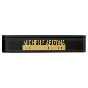 Minimalist Schwarz & Gold Farbe Professionell Mode Namensplakette