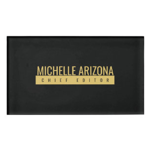 Minimalist Schwarz & Gold Farbig Professionell Mod Namenschild
