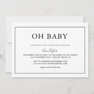 Minimalist Schwarz Oh Baby Baby Shower Einladung