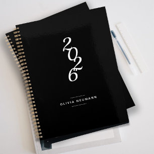 Minimalist Schwarz-Weiß Benutzerdefinierter Name  Planer