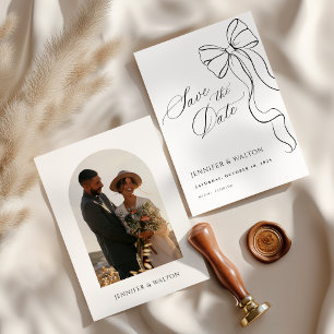 Minimalist Schwarzer Bogen Save The Date Einladung