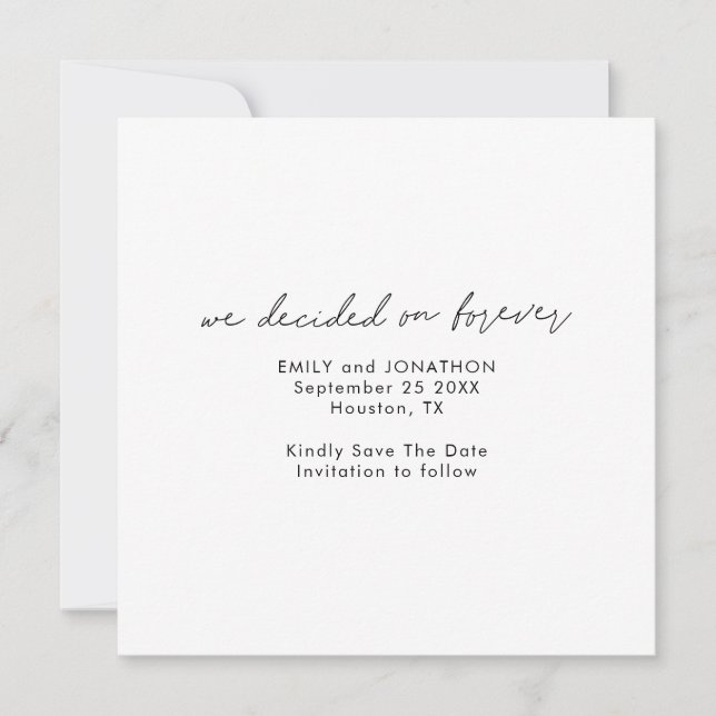 Minimalist Script Decided on Forever Square Save The Date (Vorderseite)