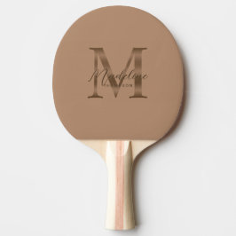 Minimalist Script Metallic Taupe Gold Monogram Tischtennis Schläger