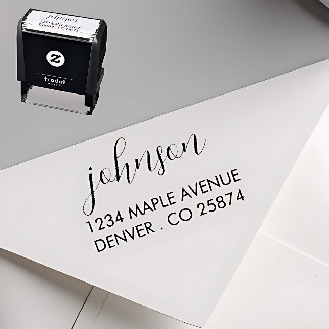 "Minimalist Script Name and Address Self-inking St Permastempel (Von Creator hochgeladen)