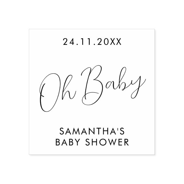 Minimalist Script Oh Baby Shower Gummistempel (Prägung)
