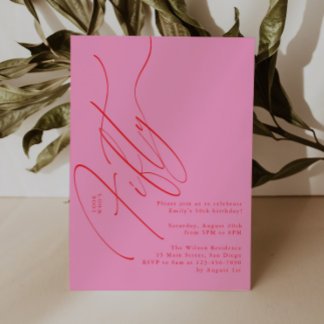 Minimalist Script Typography 50th Birthday Party Einladung