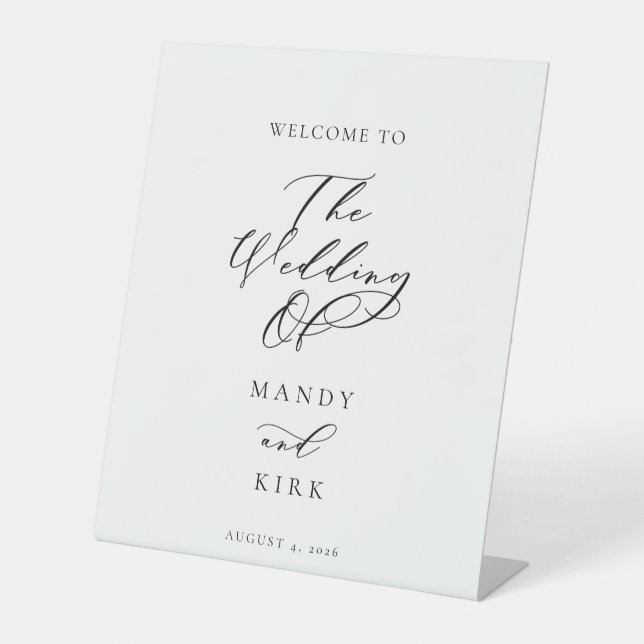 Minimalist Script Wedding Welcome Sign Banner Sockelschild (Vorderseite)