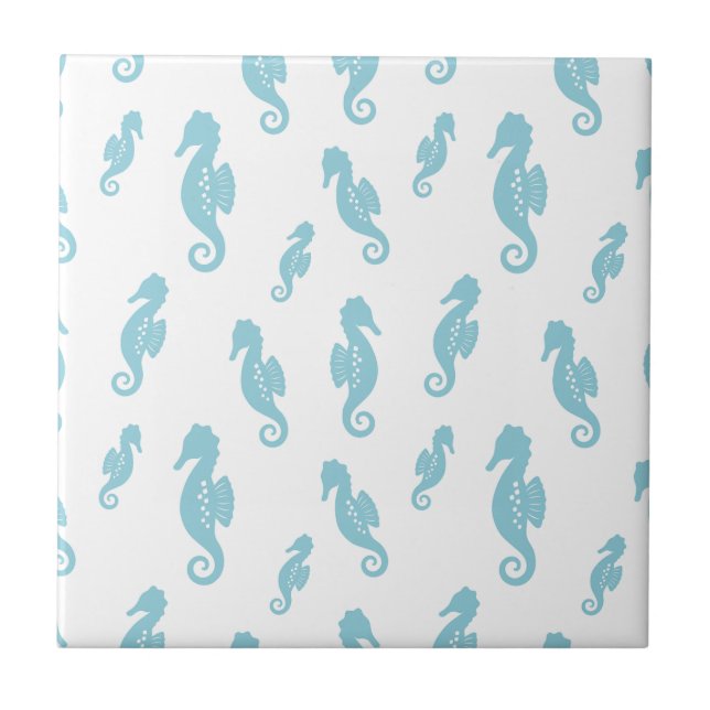 Minimalist Seahorse Ocean Seamless Pattern (1) Fliese (Vorderseite)