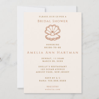 Minimalist Seashell Bridal Shower Invitation Einladung