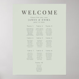 Minimalist Seating Plan(10) Pale Sage Poster