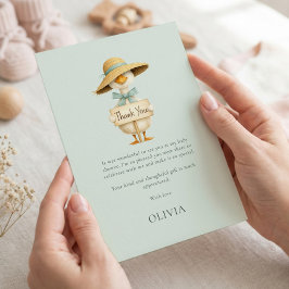 Minimalist Silly Goose Thank You Sage Baby Shower Karte