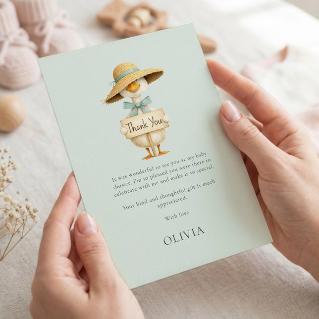 Minimalist Silly Goose Thank You Sage Baby Shower Karte (Von Creator hochgeladen)