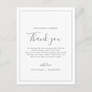 Minimalist Silver Thank You Reception Card Postkarte