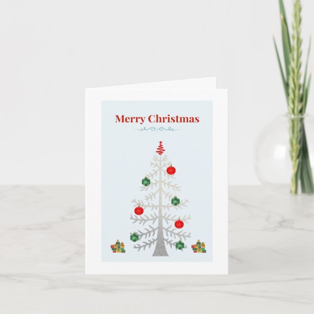 Minimalist Silver Tree Holiday Card Karte (Vorderseite)