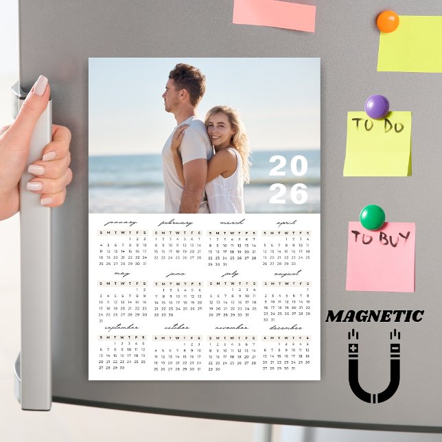 Minimalist Simple 2026 Calendar Photo Magnet (Von Creator hochgeladen)