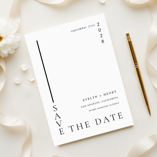 Minimalist Simple Black Line Modern Wedding Save The Date (Von Creator hochgeladen)
