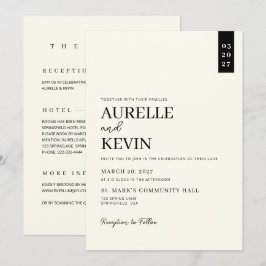 Minimalist Simple Elegant Ivory QR Code Wedding  Einladung