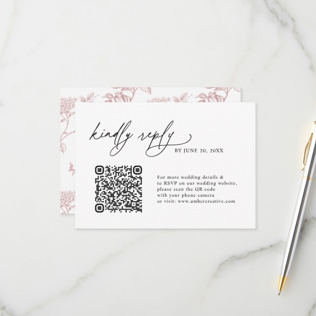 Minimalist Simple QR code Wedding RSVP Cards (Vorderseite/Rückseite Beispiel)