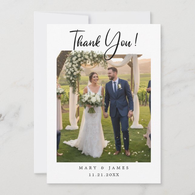 Minimalist Simple Script with Heart Wedding Photo Einladung (Vorderseite)