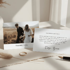 Minimalist Simple Script with Heart Wedding Photo  Postkarte