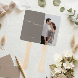 Minimalist Simple Taupe wedding Photo Custom Fächer